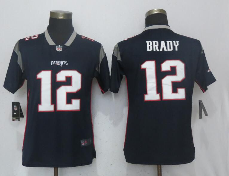 Women New England Patriots #12 Brady Navy Blue Vapor Untouchable Playe Nike NFL Jerseys